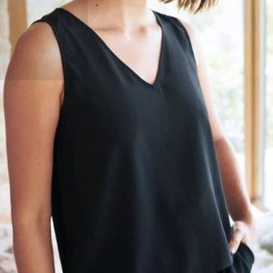 Quince Washable Stretch Silk Tank Black XL
